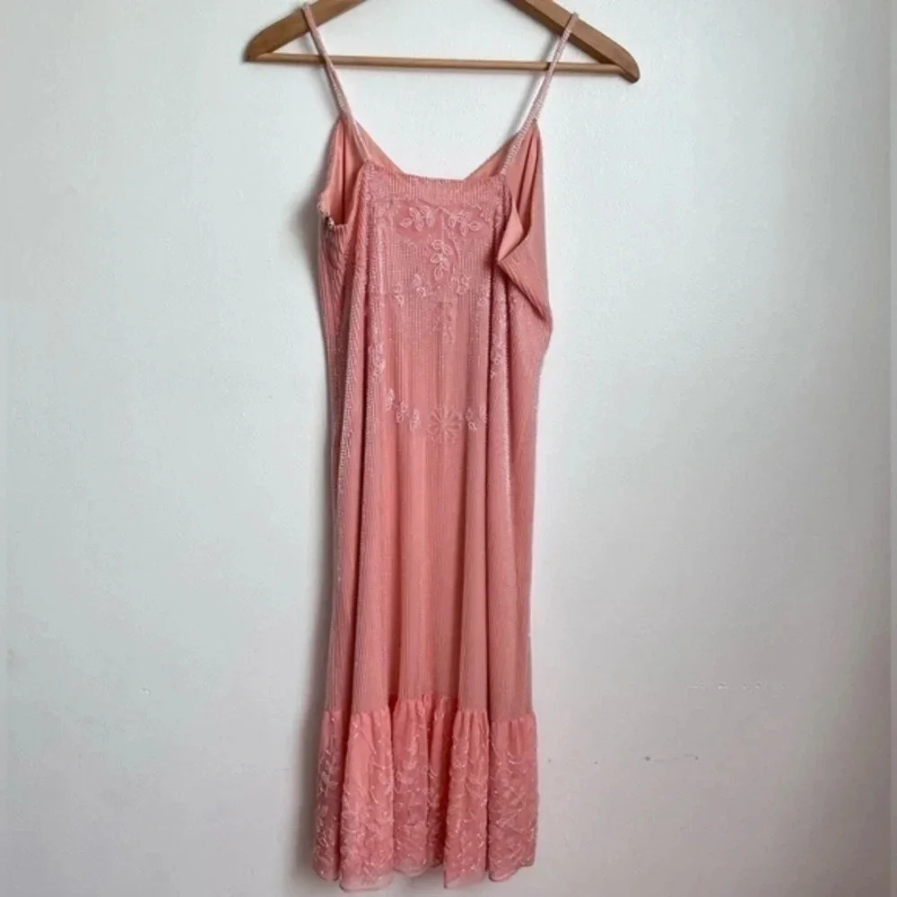 Pink‎ A-Line Ruffle Hemline Midi Beaded Dress - Picture 10 of 14